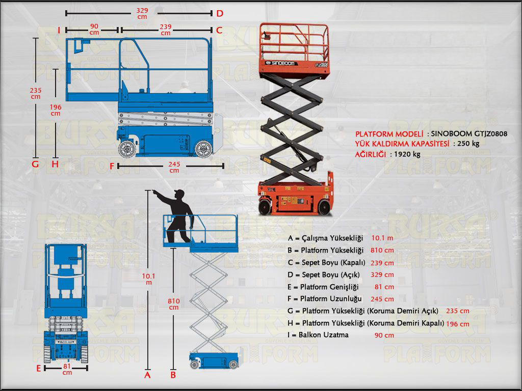 Ak�l� Makasl� Manlift 10 Metrelik