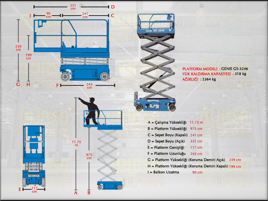 Ak�l� Makasl� Manlift 12 Metrelik