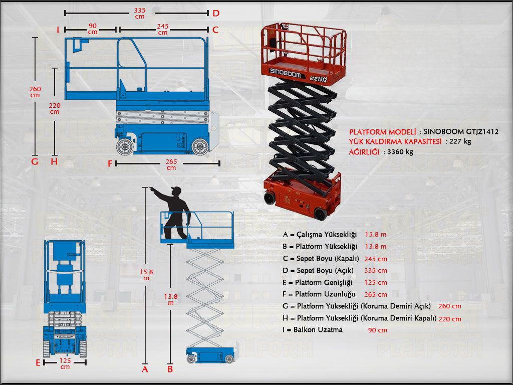 Ak�l� Makasl� Manlift 16 Metrelik